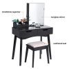 BEWISHOME Makeup Vanity Set, Lockable Jewelry Cabinet with Mirror