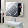 HomCom LED Ring Sliding Bathroom Mirror/Medicine Wall Cabinet