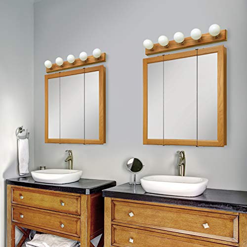 Design House Claremont Honey Oak Tri-View Medicine Cabinet Mirror