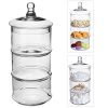 MyGift 16 inch 3 Tier Stacking Apothecary Jars, Round Glass Candy