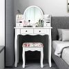CHARMAID Vanity Set with 4 Storage Shelves and 4 Drawers