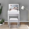 JAXPETY Vanity Makeup Table Set with Flip Top Mirror Cushioned Stool Makeup