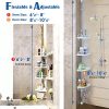 H&A Tension Shower Caddy Pole, Bathroom Corner Shower Rack