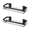 KES Bathroom Glass Shelf Aluminum Black Extra Thick Tempered Glass