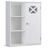Tangkula Bathroom Cabinet, Wall-Mounted w/Single Door & Open Shelves