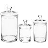MyGift Set of 3 Clear Glass Kitchen & Bath Storage Canisters/Decorative