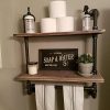 FODUE Industrial Pipe Shelf,Rustic Wall Shelf with Towel Bar