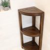 ALATEAK Corner Teak Wood Bath Spa Shower Stool Corner Shelf Storage