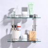 KES Bathroom Lavatory Double Glass Shelf Wall Mount, Rustproof Brushed