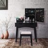 BEWISHOME Makeup Vanity Set, Lockable Jewelry Cabinet with Mirror