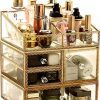 Gold Makeup Organizer,Cosmetic Storage Display Case