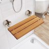 Hudson Reed Wall Mounted Wooden Folding Shower Seat In A Luxury Teak Finish