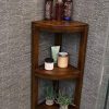 ALATEAK Corner Teak Wood Bath Spa Shower Stool Corner Shelf Storage