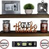 2 Set Floating Shelves - Real Wood Mounted Wall Shelf - Kitchen