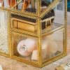 Handmade Makeup Organizer: Vintage Brass Edge, Glass Storage, Free Pearls - Elegant Vanity Decoration