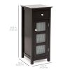 HPW Tempered Glass Double Doors Bathroom Floor Storage Organizer Cabinet