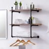 Homissue 3 Shelf Pipe Floating Wall Shelf, Vintage Industrial Wall Mounted Shelf