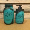 Rustic Turquoise and Black Mason Jar Desk Organizer