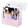 Newslly Clear Acrylic Makeup Organizer with 3 Brush Holder Compartment