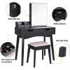 BEWISHOME Makeup Vanity Set, Lockable Jewelry Cabinet with Mirror