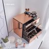 Beautify Large Mirrored Glass Rose Gold Cosmetic Makeup Jewelry Organizer