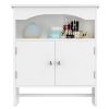 Topeakmart White Wood Bathroom Wall Mount Cabinet Toilet