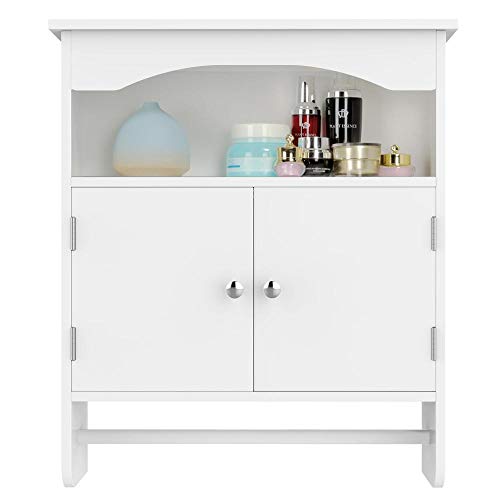 Topeakmart White Wood Bathroom Wall Mount Cabinet Toilet