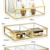 Gold Makeup Organizer,Cosmetic Storage Display Case with 5 Drawers