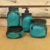 Rustic Turquoise and Black Mason Jar Desk Organizer