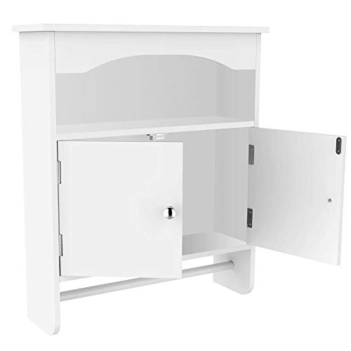 Topeakmart White Wood Bathroom Wall Mount Cabinet Toilet