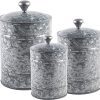 Home Essentials Set OF 3 Fiddle And Fern Galvanized Canister Set
