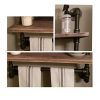 FODUE Industrial Pipe Shelf,Rustic Wall Shelf with Towel Bar