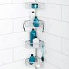 Zenna Home Never Rust Aluminum Tension Corner Caddy, Satin Chrome