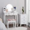 CHARMAID Vanity Set with 4 Storage Shelves and 4 Drawers