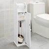 Haotian, White Free Standing Wooden Bathroom Toilet Paper Roll Holder Storage