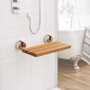 Hudson Reed Wall Mounted Wooden Folding Shower Seat In A Luxury Teak Finish