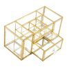DesignSter Antique Glass Makeup Organizer - Gold Lace Perfume Cosmetic Holder