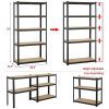 Yaheetech Black 5-Shelf Steel Shelving Unit Storage Rack