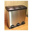 Triple Compartment Trash Can Smell Proof Garbage Kitchen Step