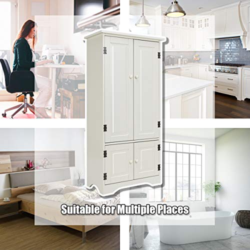 Giantex Accent Floor Storage Cabinet Adjustable Shelves Antique