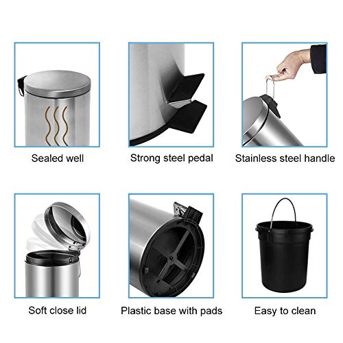 Mini Trash Can with Lid Soft Close, Magdisc Round Bathroom Trash Can