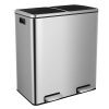 Homfa Dual Step Trash Can, 16 Gallon (60L) Fingerprint Proof Stainless Steel