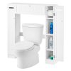 kealive Over-The-Toilet Storage Cabinet Toilet Cabinet Organizer with 2 Side Doors, Paper Holder and Adjustable Shelves, Bathroom Freestanding Spacesaver, 34.3L x 7.1W x 38.6in H, White