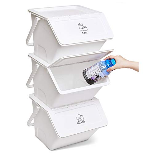 Nature Living Modern Daily Stackable Organizer Stores Recycling Bin Container