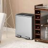 Goplus Dual Trash Can, 60 Liter (2x30L)/ 16 Gallon Stainless Steel Step