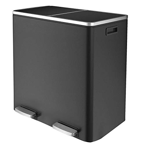 HEMBOR Dual Trash Can, 16 Gallon (2X30L) Step Rubbish Bin