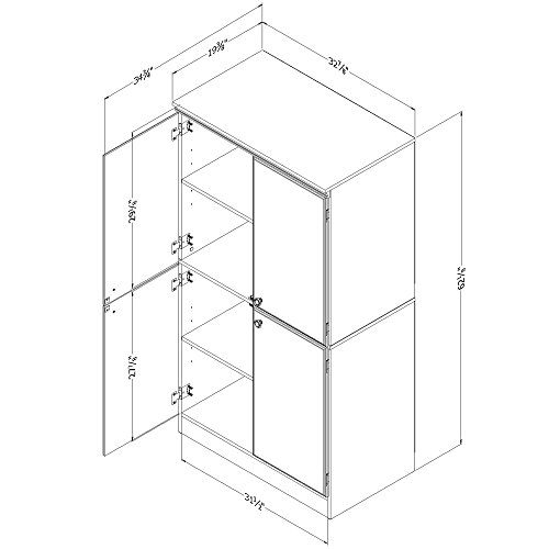 South Shore Tall 4-Door Storage Cabinet with Adjustable Shelves