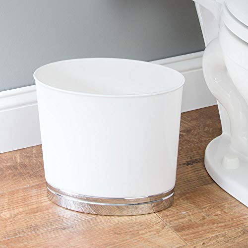 mDesign Oval Slim Decorative Plastic Small Trash Can Wastebasket