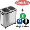 iTouchless 16 Gallon Touchless Trash Can and Recycle Bin Combo Unit