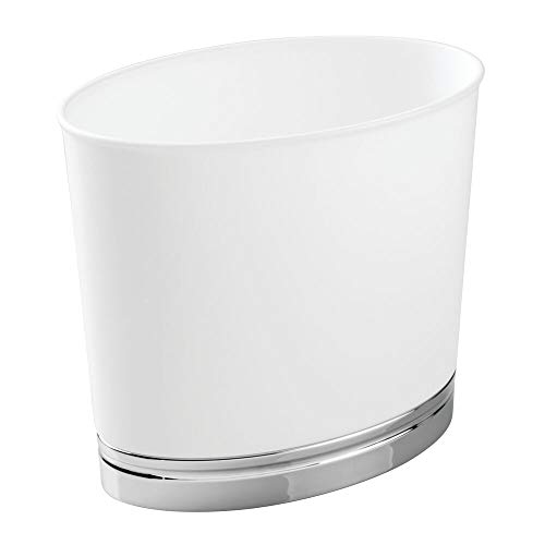 mDesign Oval Slim Decorative Plastic Small Trash Can Wastebasket